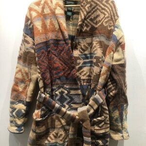 Lauren Ralph Lauren Navajo Hand Knit Lambswool Jacket Coat Cardigan M